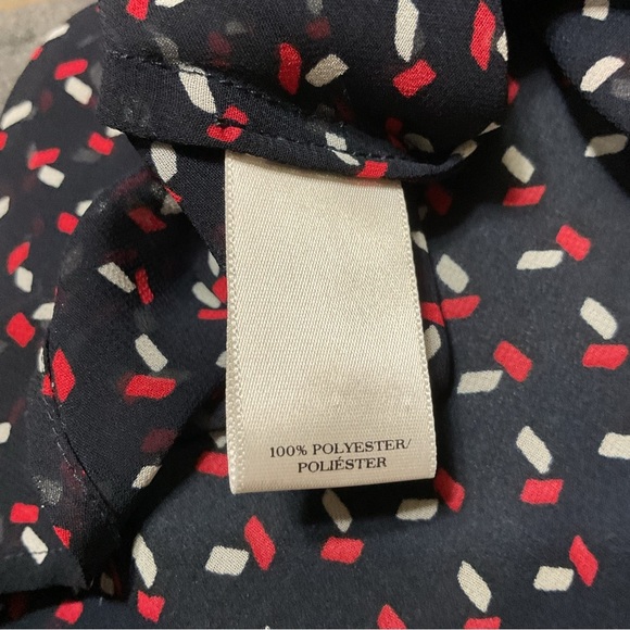 Ann Taylor Petite Black & Red Sheer Button Front Long Sleeve Blouse - Picture 5 of 5